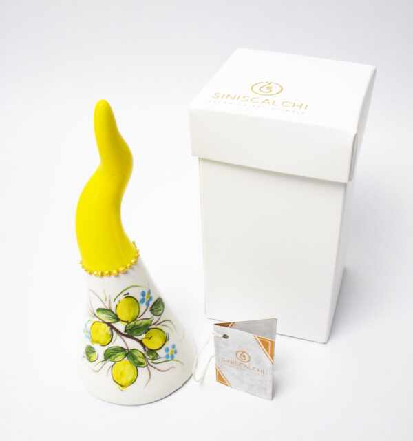 Corno in Ceramica dipinto con Limoni