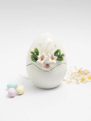 Easter eggs with pink flowers