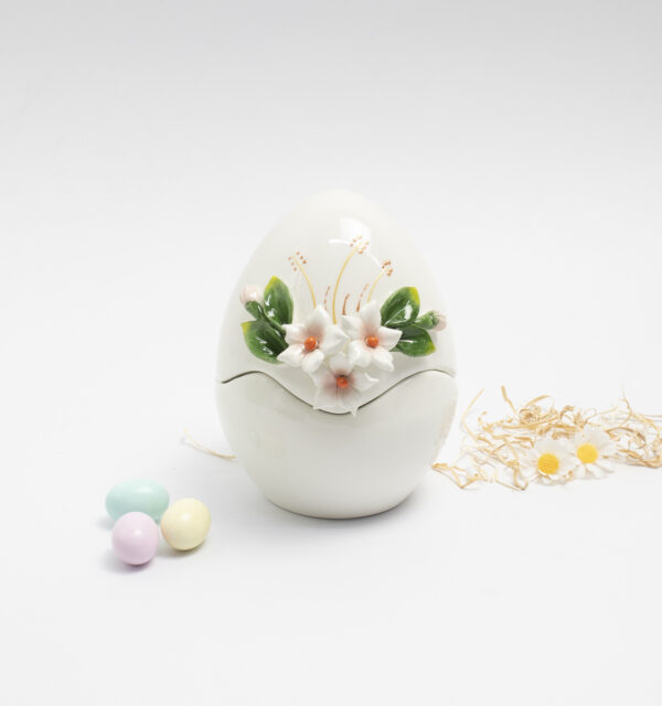 Easter eggs with pink flowers