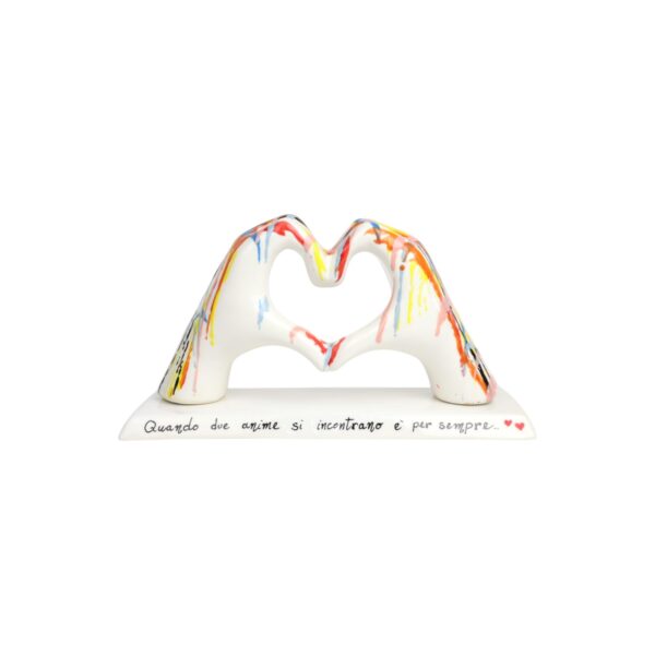 Multicolor Heart Hands with Base